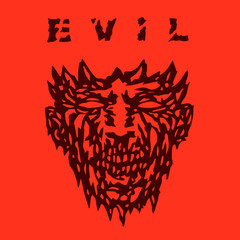 Evil monster face. Vector illustration.