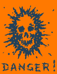 Terrible blot skull. Vector illustration.