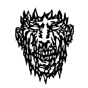 recommend clip art: Evil monster face. Vector illustration.
