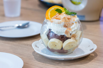 Homemade Organic Vanilla Ice Cream with Mint.