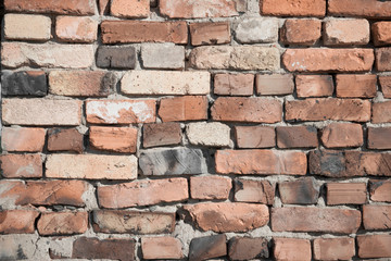 Horizontal brickwork of an external wall of an industrial building.