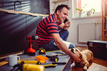 Man ordering building materials on the phone