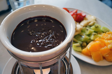 Fruit chocolate fondue