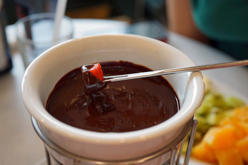 Fruit chocolate fondue