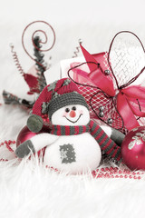 cute toy snowman , Christmas tree decorations and boxes with gif