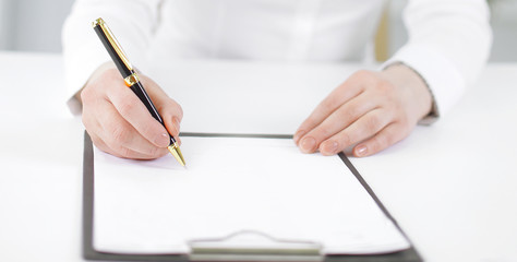 modern business woman working with documents in the workplace