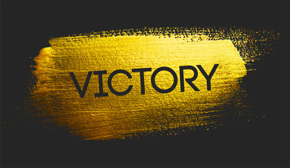 Victory Text on Golden Brush Dark Background © natanaelginting