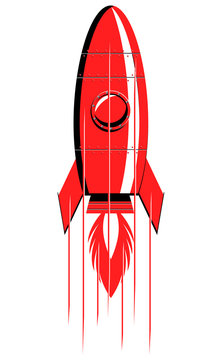 Vintage launching rocket vector