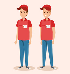 team couriers characters delivery service vector illustration design