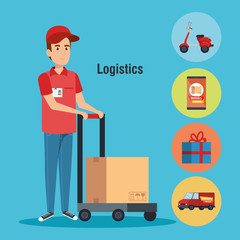 courier character delivery service icon vector illustration design