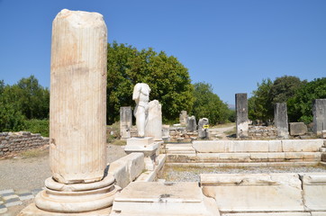 Fototapeta na wymiar Aphrodisias ancient greek city tyrkey caria ruins stones marble summer