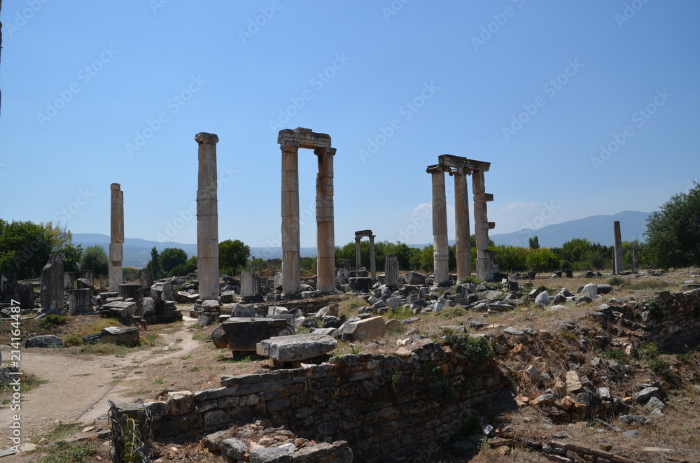 Sticker Aphrodisias ancient greek city tyrkey caria ruins stones marble summer