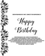 Fototapeta na wymiar Birthday card with floral style vector illustration 