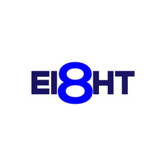 Eight text logo vector template. Number logo text element