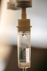 Dropper in a vein close-up