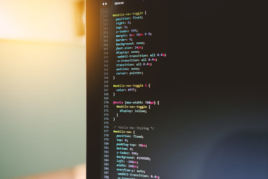 Blurry coding and programming for web development and web design concept, Development concept, copy space