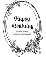 Birthday card on a floral background. Vector illustration for your holiday presentation