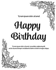 Birthday card on a floral background. Vector illustration for your holiday presentation