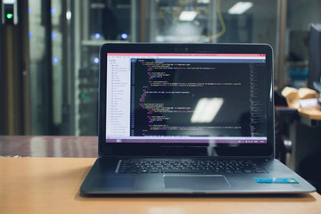 Developing programming and coding technologies, Website design, Programmer working in a software develop company office,Data processing center, Server room