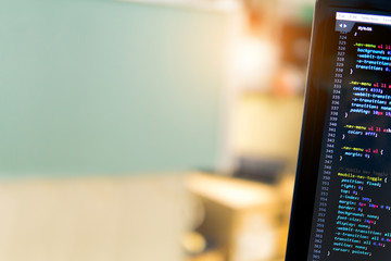 Blurry coding and programming for web development and web design concept, Development concept.