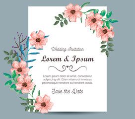 invitation card with flowers decoration vector illustration design