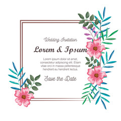 invitation card with flowers decoration vector illustration design