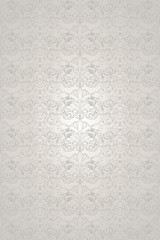 white wedding background with a pearl shine, royal, vintage with classic Baroque pattern, Rococo with darkened edges background(card, invitation, banner). vertical format