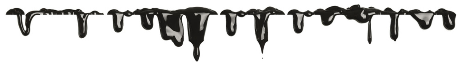 Black paint dripping isolated on white