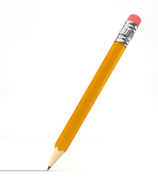 Sharp pencil drawing a line - 3D render