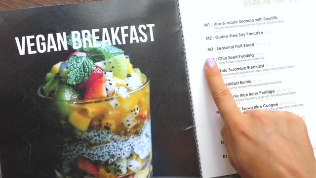 Healthy Organic Breakfast Menu In Vegan Restaurant