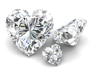 Diamonds on white 3D rendering model