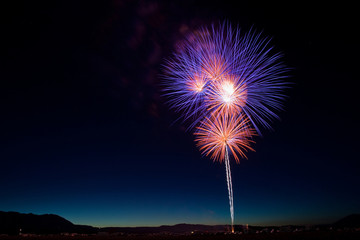 Colorful July 4th Fireworks Celebration at Twilight