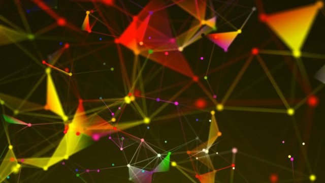 Abstract triangulation plexus with connections in space, background with connecting dots and lines, 3d render