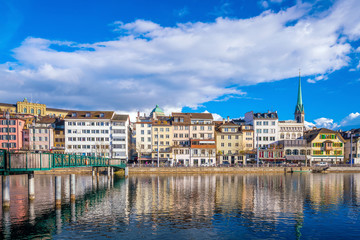 Beautiful view of the historic city center of Zurich