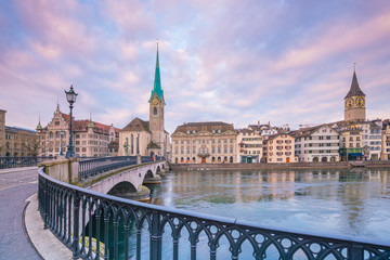 Naklejka premium Cityscape of downtown Zurich in Switzerland