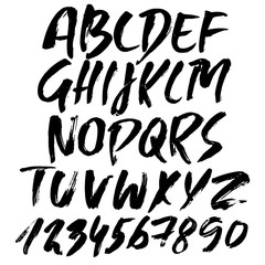 Hand drawn dry brush lettering. Grunge style alphabet. Handwritten font. Vector illustration.