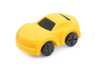 Rubber eraser car isolated on white background
