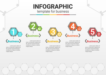 Hexagon infographic template for business. Creative vector illustration