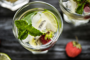 strawberry mojito.top view of fresh strawberry kiwi mojito cocktail in glass.top view of fresh strawberry kiwi mojito cocktail in glass.top view of fresh strawberry kiwi mojito cocktail in glass.