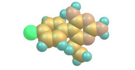 Pyrimethamine molecular structure isolated on white