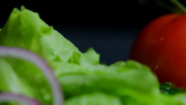 Macro shooting of delicious burger with greens, cheese and beef for commercial use
