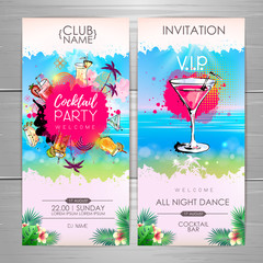 Summer Cocktail party poster design. Cocktail menu. Invitation design