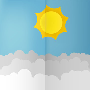 sun and clouds paper style