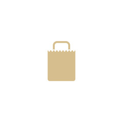 brown empty grocery paper bag. flat icon isolated on white. vector illustration. recycle eco package