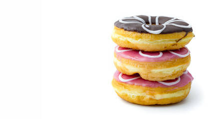 Donut on white background,Food concept background About Trans fat Design concept.