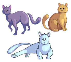 Cartoon cats set