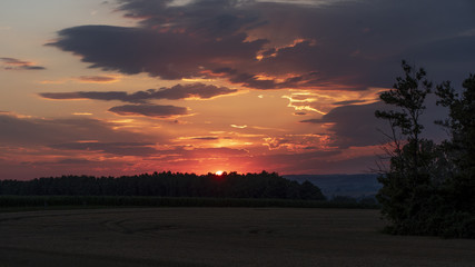 Sunrise colors over the field
