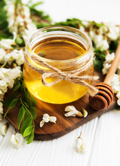 Honey with acacia blossoms