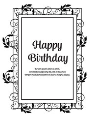 Greeting card for birthday frame floral