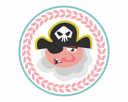 funny adorable kids head facepirate seaman sea robber sailor cartoon character
